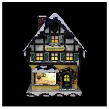 Hubrig Volkskunst GmbH Winterkinder Winterhaus - Zuckerbäckerei 15 cm elektrisch beleuchtet