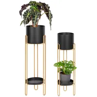 Bremermann Blumenhocker 2er-Set, Metall-Blumenständer, Blumensäule schwarz/gold
