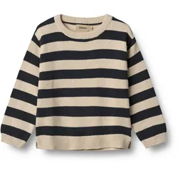 Strickpullover WHEAT "Wheat Pullover Strick Pullover Morgan", Jungen, Gr. 128/8y, blau (navy stripe), 100% Bio-Baumwolle, Pullover