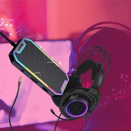 UNITEK Hub USB-C, HDMI 2.0, RJ45, 3,5 mm, 100 W, 10 Gbit/s - Grau