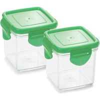 Genius Nicer Dicer Quick Auffangbehälter inkl. Frischhaltedeckel in grün 200ml (4 Teile) Auffangbox Auffangdose Dose - zum Hineinschneiden, Aufbewahren und Transportieren