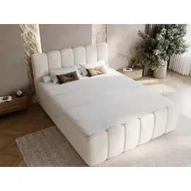 GRAINGOLD Cloud Bett mit Bettkasten, Polsterbett mit Bonell-Matratze, Samt Stoff, mit Topper, mit Kopfteil Beige 200x200)