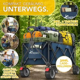 TRESKO Bollerwagen faltbar 300L mit Bremse blau