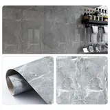 TUWENA Fliesenaufkleber Fliesenaufkleber Deko Folie 10mx60cm, PVC Fliesensticker Fliesen Folie, Selbstklebende Tapete Klebefolie, Wandfliese Sticker für Küche,Schrank grau