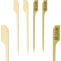 250x Steak Marker "MEDIUM" aus Bambus 9cm