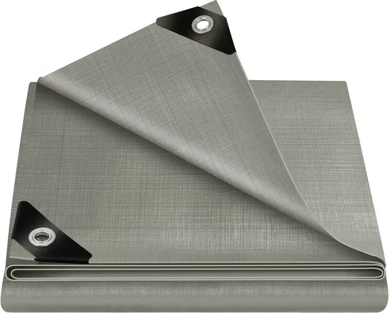 WOLTU PE Schutzhilfe 5 x 5 m, 280 g/m2, mit Ösen, UV-beständig, reißfest, Universal-Abdeckplane, Grau