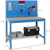 Proregal Werkbank Quick-Buffalo mit Werkzeugwand + Zubehör Alpha | HxBxT 84x120x61cm | Traglast 600kg Blau