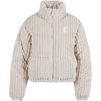 Karl Kani Winterjacke KARL KANI "Karl Kani Damen", Damen, Gr. XL, cream, 100% Polyester, unifarben, oversize, hoch geschlossener Ausschnitt, Jacken Winterjacke