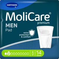 MoliCare MEN Pad 2 Tropfen Diskrete Inkontinenzeinlagen für Männer, Schutz bei leichter Blasenschwäche, Sofort-Trocken-Gefühl, fortschrittlicher Hautschutz, Taschenform, 14 Stück