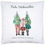 Kiddle-Design Weihnachtskissen Personalisiert Familie Kissen Idee Geschenk Eltern Kinder Persönlich Nikolaus Weihnachten Xmas Geschenk 1 Kind