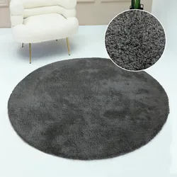 Hochflor-Teppich MY HOME "Microfaser Teppich Magong, besonders weich, sehr feiner Flor" Gr. 10, grau (stone), H:25mm Ø:160cm, Kunstfaser, Teppiche, unifarben, weiche Teppiche, Wohnzimmer, Schlafzimmer, Kinderzimmer