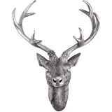 Mojawo XXL Hirschgeweih Hirschkopf Geweih 10-Ender Silber Optik 48x32x61cm