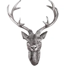 Mojawo XXL Hirschgeweih Hirschkopf Geweih 10-Ender Silber Optik 48x32x61cm