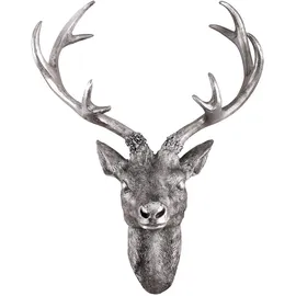 Mojawo XXL Hirschgeweih Hirschkopf Geweih 10-Ender Silber Optik 48x32x61cm