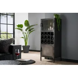 KAWOLA Weinschrank CORO Metall schwarz 2 Türen