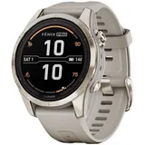 Garmin fenix 7S Pro Sapphire Solar beige/softgold mit Silikonarmband hellgrau