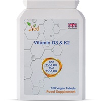 Ved Vitamin D3+K2 | 180 Tabletten (Vorrat für 6 Monate) | Max Strength 2 in 1 Immununterstützung | 1000 IE Vitamin D3 und 100 μg Vitamin K2 Unterstützt Knochen, Zähne, Muskeln und I