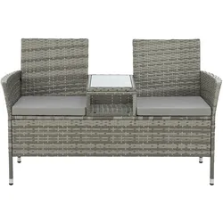 SVITA CHICAGO Rattan-Bank Garten-Bank Lounge Sitzecke Grau