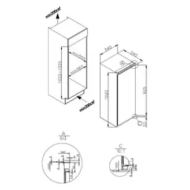 Amica EKSS 361 216 Einbaukühlschrank (140 l, 1020 mm hoch)