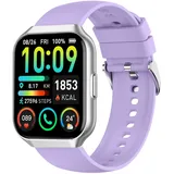 Smartwatch, 1,96 "Smartwatch Herren Damen IP68 Wasserdicht, 110+ Sportmodi, Fitnessuhr Damen Herren, Herzfrequenz -Schlafmonitor, Schrittzähler, Fitness Tracker für Android iOS (violett)