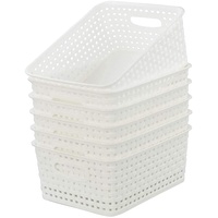 Kiddream Set mit 6 Korb klein, Rattan Kunststoff Korb, Schrank Aufbewahrungsboxen (weiß)