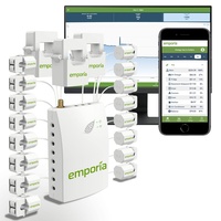 EMPORIA ENERGY 3-Phasen-Emporia Intelligentes Zuhause-Energiemonitor, Echtzeit-Strommonitor, Messgerät | Solar-/Nettozähler (Monitor mit 16 50A Sensoren)