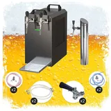 ich-zapfe Untertheken Komplett Set - Zapfanlage STREAM 80K mit Luftpumpe Bierkoffer, Bierzapfanlage, Durchlaufkühler 2-leitig Trockenkühler, Zapfkopf:Köpi,Zapfkopf 2:KeyKeg