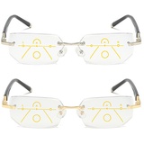 Samnuerly Intelligent Reading Glasses Dual-Focus-Lesebrillen, Libiyi Intelligente Lesebrille, Dotmalls Intelligente Lesebrille, Anti-Blau-Lesebrille für Männer Frauen für Männer Frauen (Gold 150)