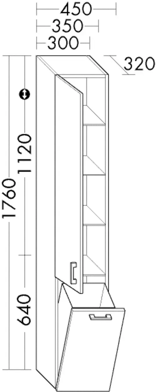 Burgbad Hochschr.Sys30 PG3 Diago 1760x350x320 Anthrazit Solid Matt, HSZN035RF3358 HSZN035RF3358