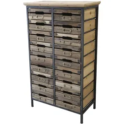 Chic Antique Holzkisten Kommode mit 16 Schubladen, H105/L61/B33 cm, antik natur