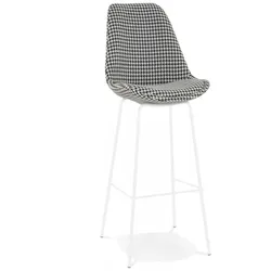 Barhocker 75 cm Sitzhöhe aus Metall und Textilien | Gepolsterter Küchenhocker mit Rückenlehne | Industrieller Stil | Kadima Design
