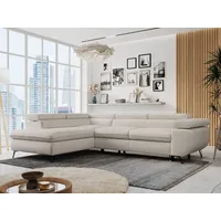 MKS Meble Ecksofa Sofa Beige, Wohnlandschaft L-Form mit Schlaffunktion und Bettkasten, Schlafsofa mit Bettkasten, Sofa mit Einstellbare Kopfstützen, Peter L... - Beige