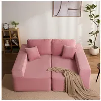 LuxusKollektion Wohnlandschaft Ecksofa L Schlafsofa Schlaffunktion Rosa Symmetrischer Doppelsitz rosa