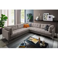 trends by hg Wohnlandschaft Landau U-Form, in Cord-Stoff mit Metallfuß grau 265 cm x 75 cm x 265 cm