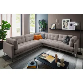 trends by hg Wohnlandschaft Landau U-Form, in Cord-Stoff mit Metallfuß grau 265 cm x 75 cm x 265 cm