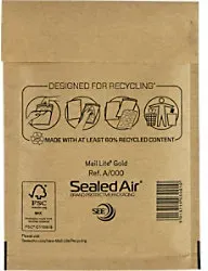 Sealed Air Luftpolster-Luftpolster-Versandtaschen A/000 Gold Ohne Fenster 110 (B) x 160 (H) mm Abziehstreifen 100 Stück