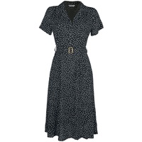 Banned Retro - Rockabilly Kleid knielang - Black Spot Dress - S bis 4XL - für Damen - Größe S - schwarz/weiß - S