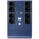 Woxter Multibase USV, 800 VA/480 W, unterbrechungsfreie Stromversorgung, 8 Schuko-Steckdosen, 4 USB-Anschlüsse, Blau