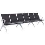 CLP Wartebank Airport-Stil Ermin, Sitzbank Flur mit Lehne, ergonomische Sitzschalen, Wartestühle mit robustem Alu-Gestell, bis 150 kg je Sitz