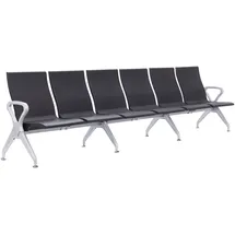 CLP Wartebank Airport-Stil Ermin, Sitzbank Flur mit Lehne, ergonomische Sitzschalen, Wartestühle mit robustem Alu-Gestell, bis 150 kg je Sitz