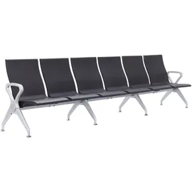 CLP Wartebank Airport-Stil Ermin, Sitzbank Flur mit Lehne, ergonomische Sitzschalen, Wartestühle mit robustem Alu-Gestell, bis 150 kg je Sitz