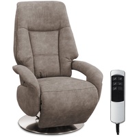 Cavadore TV-Sessel Edinburgh / Fernsehsessel mit elektrisch verstellbarer Relaxfunktion / 2 E-Motoren / 74 x 114 x 77 / Lederoptik: hellbraun