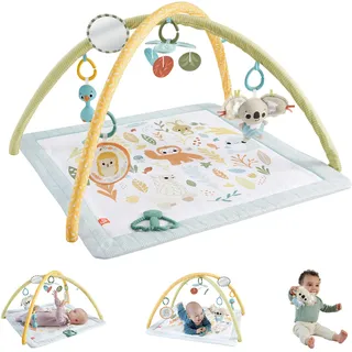 Fisher-Price Simply Senses sensorische Erlebnisdecke Spielmatte für Babys mit 6 sensorischen Spielzeugen