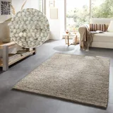 THEKO Wollteppich THEKO "Alm-Glück", beige (sand multi), B:140cm H:12mm L:200cm, Schurwolle, Teppiche, reine Wolle, meliert, handgewebt, Wendeteppich, auch als Läufer