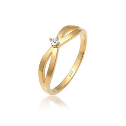 Elli DIAMONDS Verlobungsring Verlobung Vintage Diamant (0.03 ct) 585 Gelbgold goldfarben 58 mm