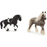 SCHLEICH Horse Club 42457 4-TLG Turnier Reithengst Spielset & Farm World 13914 Realistische Silver Dapple Stute Graue Pferde Figur