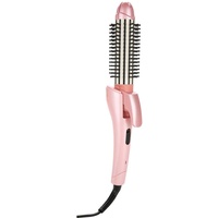 Elektrische Lockenstabbürste, faltbare Mini 2-in-1-Lockenwickler und Haarglätter Anti-Verbrühungs-Lockenstab mit Zahnbürste für den Schönheitssalon und den Heimgebrauch