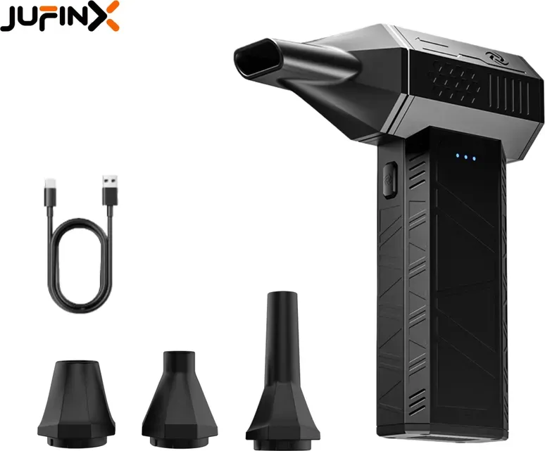 WOLFBOX Style JUFINX X3 mini Kompressoren-Staubbläser – Turbo-Lüfter 110.000 U/min | 20 W Schnellladung, wiederaufladbarer Akku, 3 einstellbare Geschwindigkeitsstufen, 4 Stunden Akkulaufzeit, Hochdruck-Luftbläser für die Fahrzeugreinigung, kabelloser Luftbläser, Tastaturreinigungswerkzeuge, perfekt für Auto-, Computer- und Tastaturreinigung, Outdoor