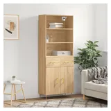 furnicato Highboard Sonoma-Eiche 69,5 x 34 x 180 cm aus Holzwerkstoff und Metall (1 St), Stabiler Schrank mit viel Stauraum für das Wohnzimmer und Metallfüßen braun 34 cm x 180 cm x 69.5 cm