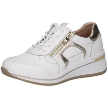 CAPRICE Sneaker aus Leder mit Reißverschluss, Weiß (White/Lt Gold), 36 EU